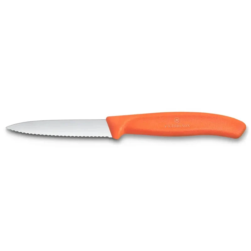 Victorinox, Swiss Classic, Gemüsemesser, 8cm, Wellen, Mittelspitz, orange