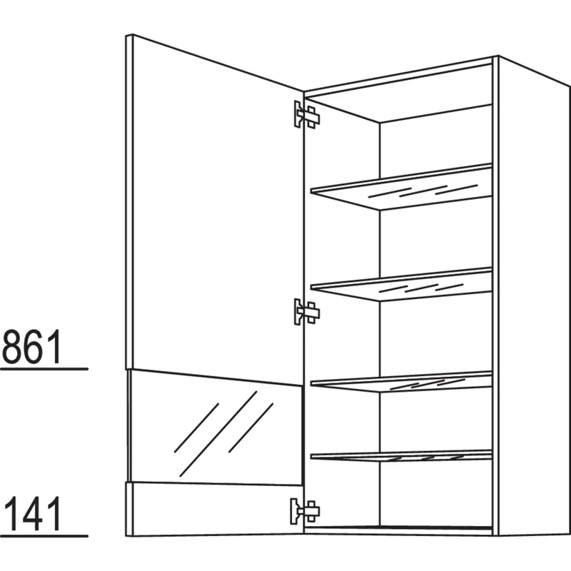 nobilia Wandschrank Segmentglastür WGLS45-130 45 cm
