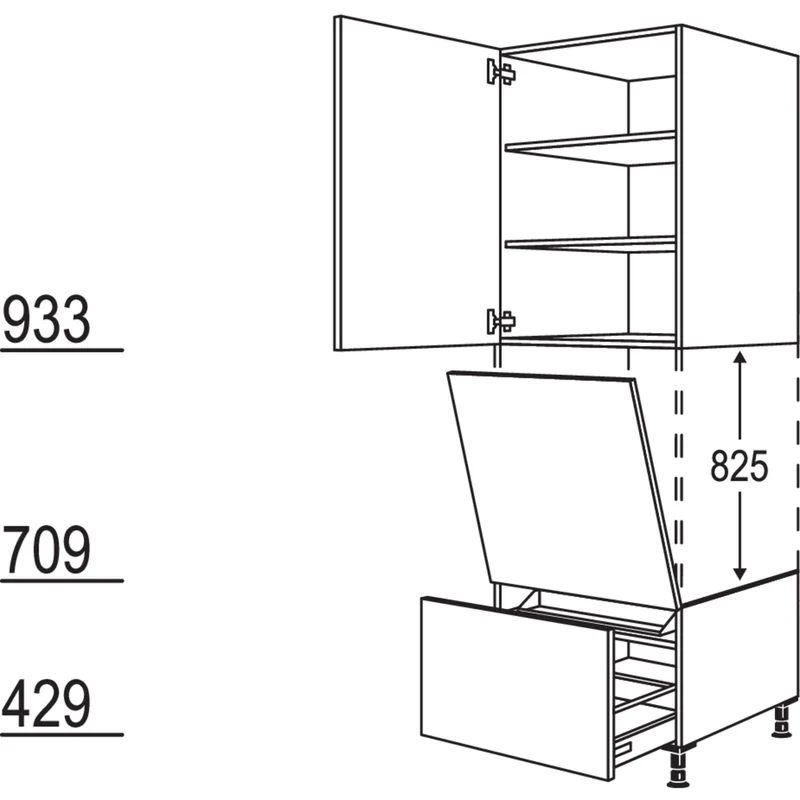 nobilia XL-Geräte-Umbau Geschirrspüler geeignet für Nischenhöhe: 825 mm / GDGSP45-1X 45 cm
