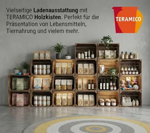 Teramico 3er Set massive Obstkisten in NATUR und GEFLAMMT mit ZWISCHENBÖDEN zum selbst einbauen -Ideal zum Möbelbau oder zur Aufbewahrung (3er Set Geflammt mit Böden)