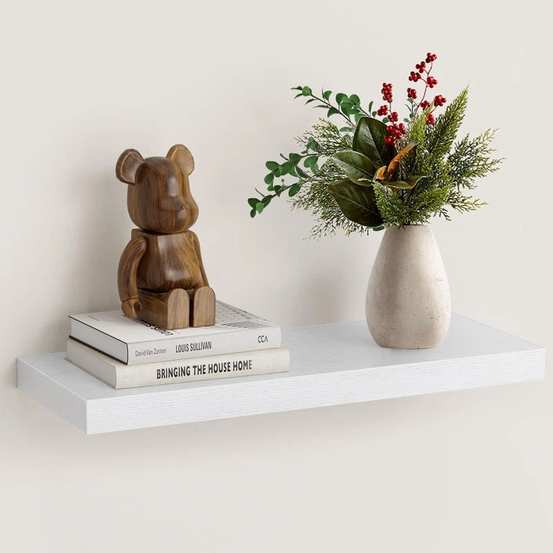 STOREMIC 40 cm MDF Wandregal mit unsichtbaren Halterungen, 1er-Set, Weiß