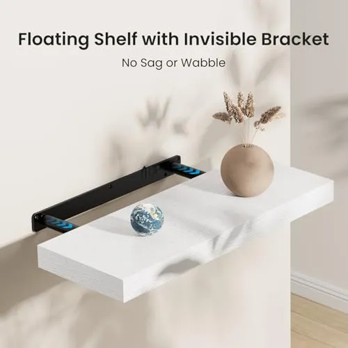 STOREMIC 40 cm MDF Wandregal mit unsichtbaren Halterungen, 1er-Set, Weiß