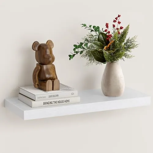 STOREMIC 40 cm MDF Wandregal mit unsichtbaren Halterungen, 1er-Set, Weiß