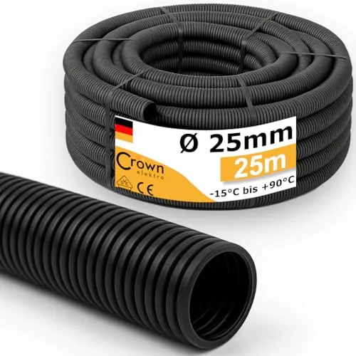 Wellrohr UV-Beständig M25 | 25m Leerrohr ungeschlitzt | Innen-Ø 17,4mm