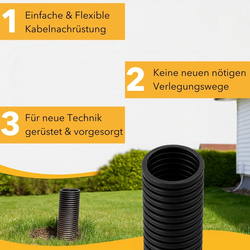 Wellrohr UV-Beständig M25 | 25m Leerrohr ungeschlitzt | Innen-Ø 17,4mm
