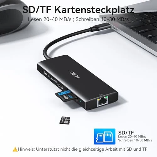 HODO USB C Hub Ethernet für MacBook Air/Pro, Adapter Mac Zubehör 10 in 1