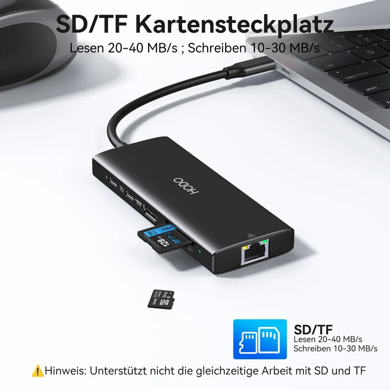 HODO USB C Hub Ethernet für MacBook Air/Pro, Adapter Mac Zubehör 10 in 1