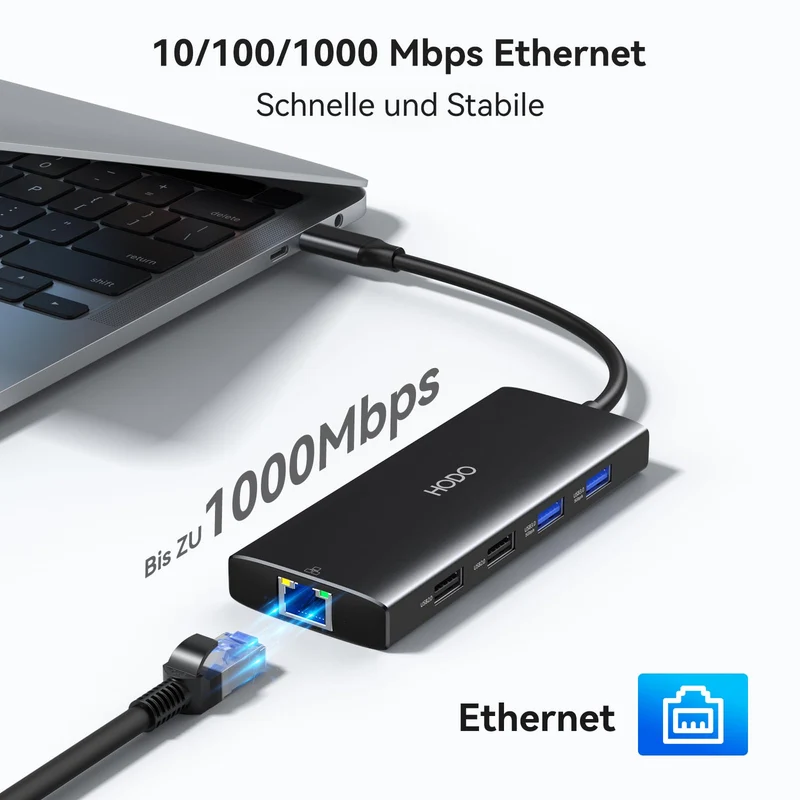 HODO USB C Hub Ethernet für MacBook Air/Pro, Adapter Mac Zubehör 10 in 1