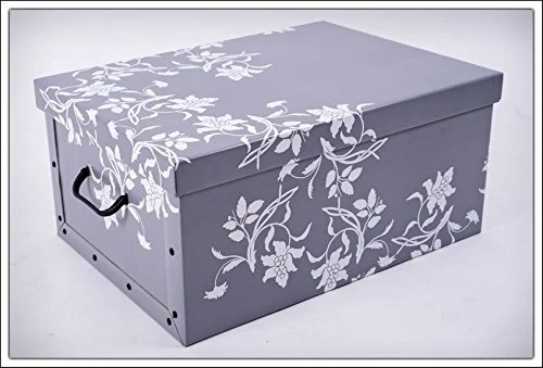 Spetebo 3er Set Aufbewahrungsbox mit Deckel je 51 x 37 cm - Blumenmuster