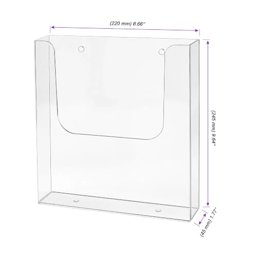 3 Stück Prospekthalter Wand A4, Acryl Flyerhalter Wand Magazinhalter A4 Wandprospekthalter, Transparent Zeitschriftenhalter Hängend mit Schrauben für Büro Restaurant Rezeption