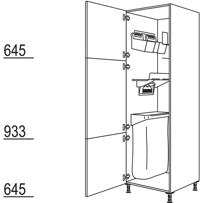 nobilia XL-Hochschrank mit Ordnungssystem Laundry-Area HOS50-3X 50 cm