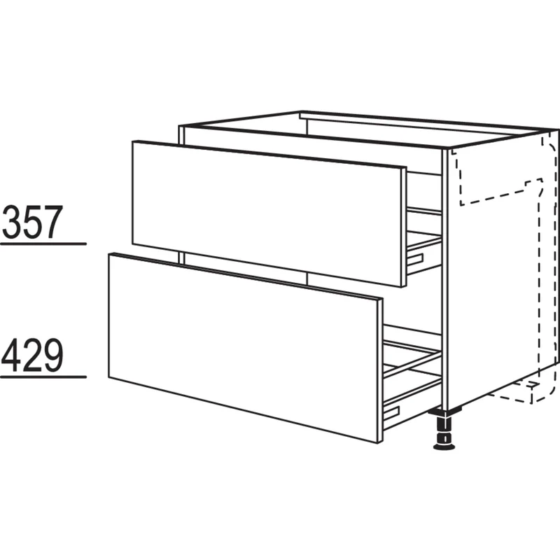 nobilia XL-Kochstellenschrank für Kochfeldabzug KDM2A90-X 90 cm