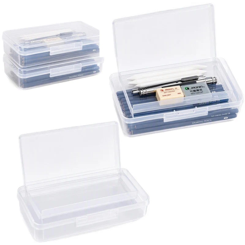 2 Stück Stiftebox Transparent Sortierbox Stifte Boxen 20,5 x 12 x 6cm