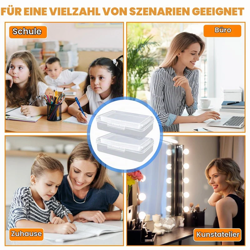 2 Stück Stiftebox Transparent Sortierbox Stifte Boxen 20,5 x 12 x 6cm