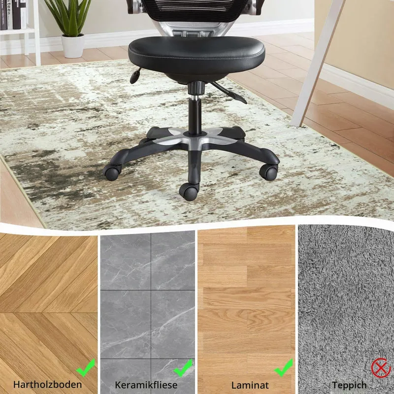 Cekene Teppich Bürostuhl Geeignet Bodenschutzmatte 120x150cm Taupe Rutschfeste Bodenschutzmatte Bürostuhl für Hartböden Abstrakt Bürostuhl Unterlage Schreibtischstuhl Unterlage für Laminat und Fliesen