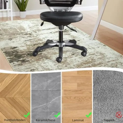 Cekene Teppich Bürostuhl Geeignet Bodenschutzmatte 120x150cm Taupe Rutschfeste Bodenschutzmatte Bürostuhl für Hartböden Abstrakt Bürostuhl Unterlage Schreibtischstuhl Unterlage für Laminat und Fliesen