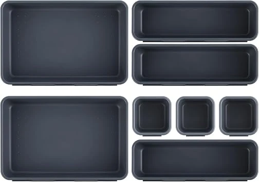 Schubladen Organizer Büro Ordnungssystem, AufbewahrungsBox, 8-teiliges Schubladen Organizer Küche, 3 Größen, Verstellbar, Rutschfester Organizer Box Für Schreibtisch, Badezimmer, Büro, Utensilien