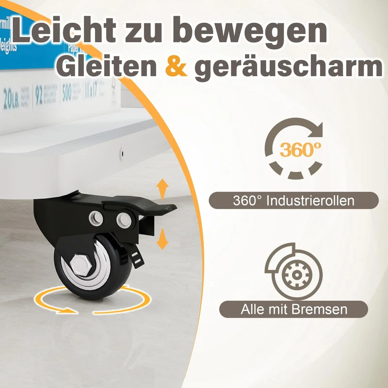 PUNCIA Druckertisch mit 2 Ebenen Druckerständer auf Rollen 60 x 50 cm