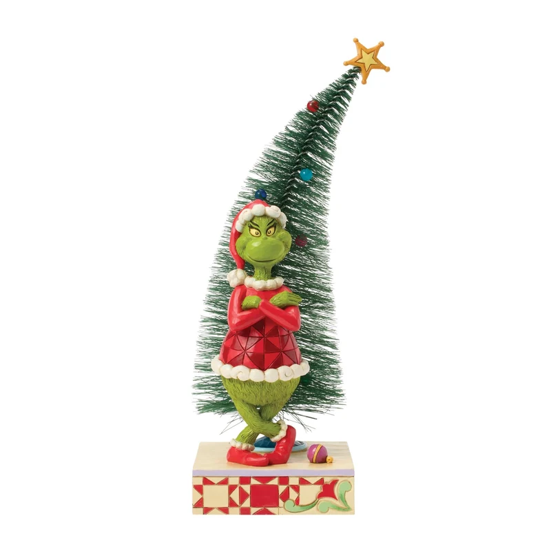 Der Grinch mit verschränkten Armen und einer Sisalbaum-Figur, 31cm, Jim Shore 2025