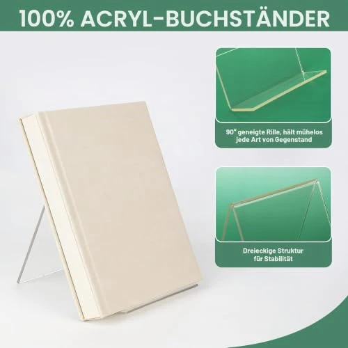 14 Stück Buchständer Acryl, 10 x 11.5 x 13 cm Transparente Buchstützen, 3mm Verstärkt Stabiler Bücherstütze, Multifunktionaler Book Stand für Büro, Schule, Bibliothek Bookends, Buchhalter Regal