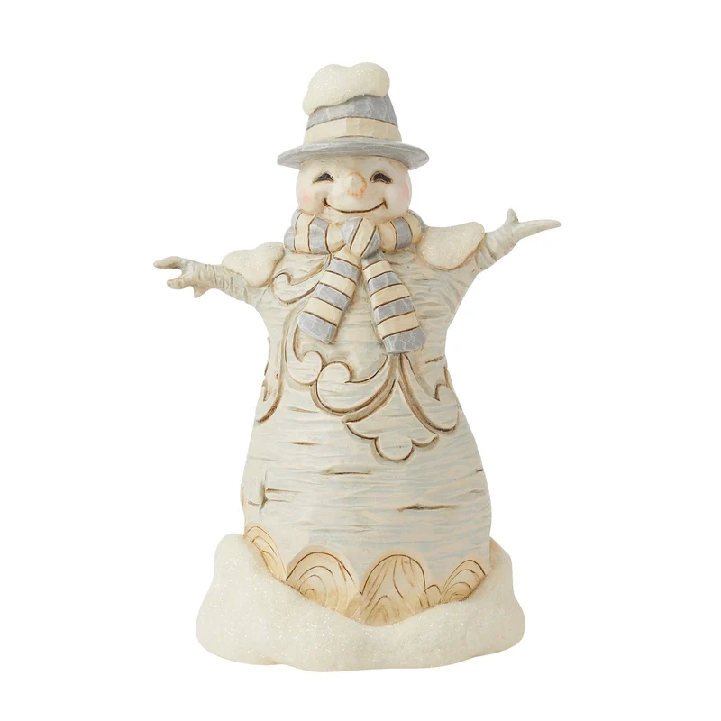 Jim Shore - Figur 'White Woodland - Carved Snowman - Geschnitzter Schneemann - 14cm' 2024