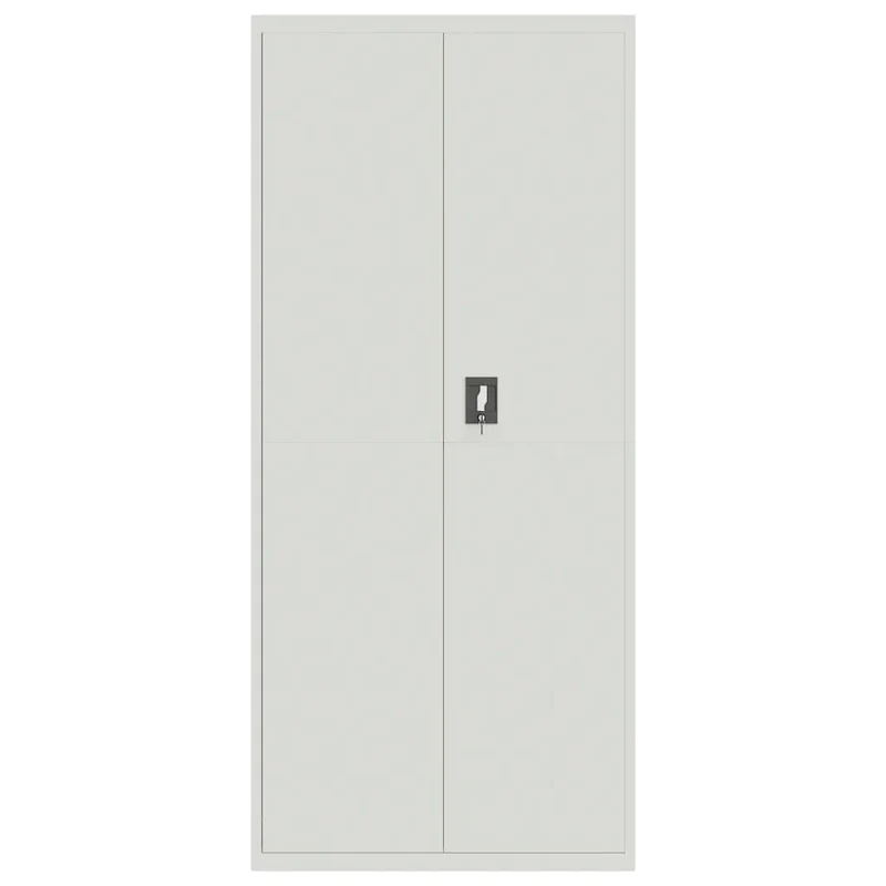 Aktenschrank Hellgrau aus pulverbeschichtetem Stahl 90x40x200 cm mit 4 Einlegeböden abschließbar für Büro, Homeoffice, Arbeitszimmer, zur sicheren Archivierung von Ordnern und Dokumenten