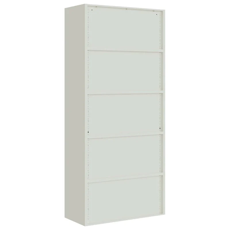 Aktenschrank Hellgrau aus pulverbeschichtetem Stahl 90x40x200 cm mit 4 Einlegeböden abschließbar für Büro, Homeoffice, Arbeitszimmer, zur sicheren Archivierung von Ordnern und Dokumenten