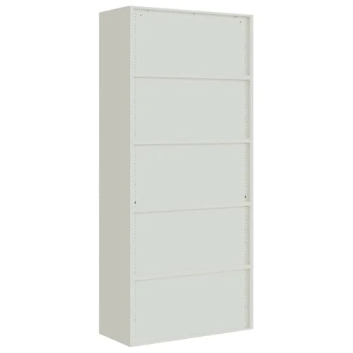 Aktenschrank Hellgrau aus pulverbeschichtetem Stahl 90x40x200 cm mit 4 Einlegeböden abschließbar für Büro, Homeoffice, Arbeitszimmer, zur sicheren Archivierung von Ordnern und Dokumenten