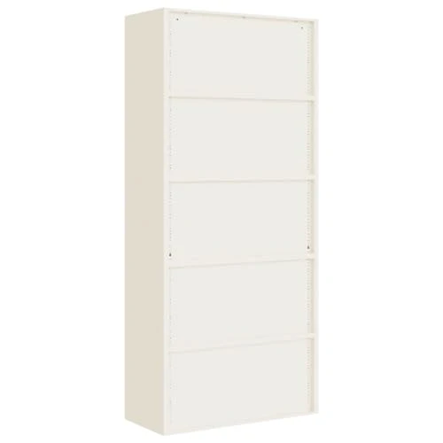Aktenschrank Weiß aus pulverbeschichtetem Stahl 90x40x200 cm mit 4 Einlegeböden abschließbar für Büro, Homeoffice, Arbeitszimmer und Kanzlei zur sicheren Archivierung von Dokumenten und