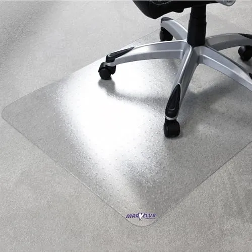 Marvelux große Umweltfreundliche Bürostuhlmatte für Teppichböden 116 x 150 cm - Eco-Friendly Bodenschutzmatte aus veredeltem Polymer - Rechteckige transparente Stuhlunterlage für Bürostühle
