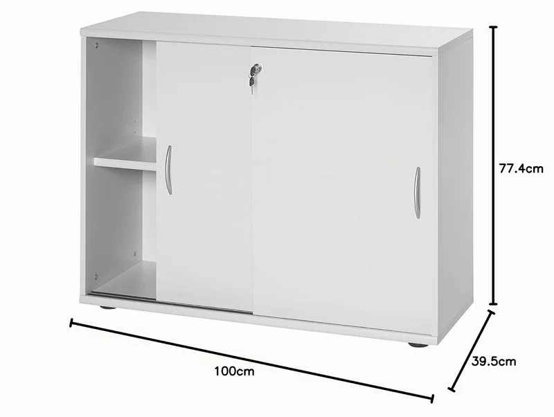 Möbelpartner Aktenschrank, lichtgrau, ca. 100,0 x 39,5 x 77,4 cm