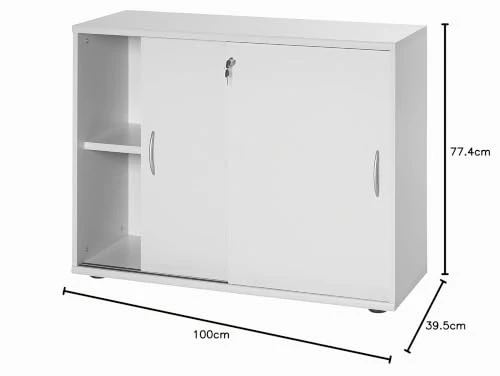 Möbelpartner Aktenschrank, lichtgrau, ca. 100,0 x 39,5 x 77,4 cm