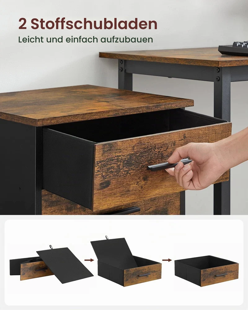 VASAGLE Rollcontainer, Aktenschrank mit 3 Schubladen, mit Rollen
