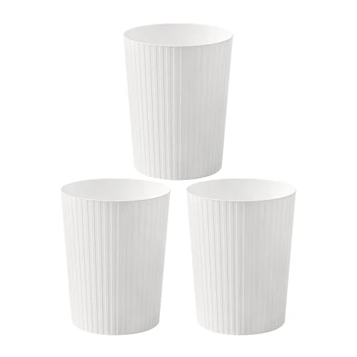 Cetomo 7.2L*3 Mülleimer, Abfalleimer, Müllbehälter, Papierkorb, Abfallbehälter, Plastikmülleimer für Papierabfall, Büro, Schlafzimmer, Kunststoff (PP), Weiß, 7.2L - 3er Pack