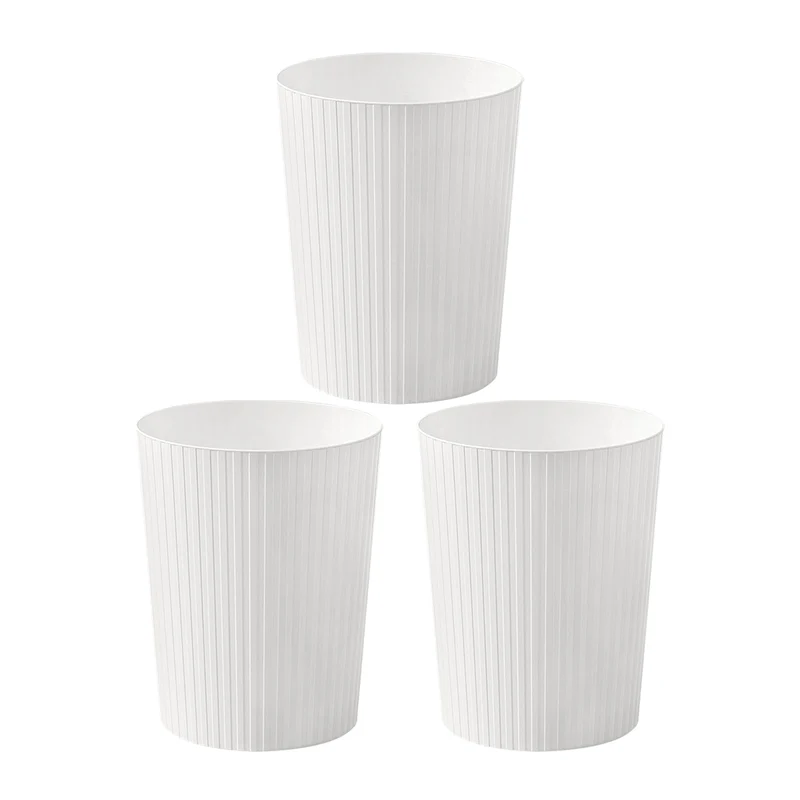 Cetomo 7.2L*3 Mülleimer, Abfalleimer, Müllbehälter, Papierkorb, Abfallbehälter, Plastikmülleimer für Papierabfall, Büro, Schlafzimmer, Kunststoff (PP), Weiß, 7.2L - 3er Pack