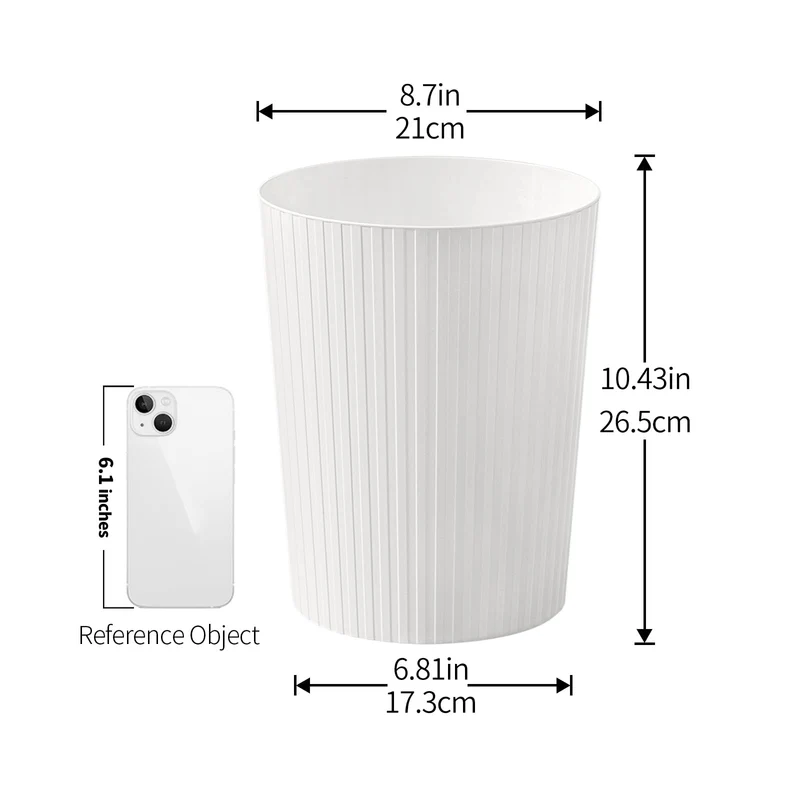 Cetomo 7.2L*3 Mülleimer, Abfalleimer, Müllbehälter, Papierkorb, Abfallbehälter, Plastikmülleimer für Papierabfall, Büro, Schlafzimmer, Kunststoff (PP), Weiß, 7.2L - 3er Pack