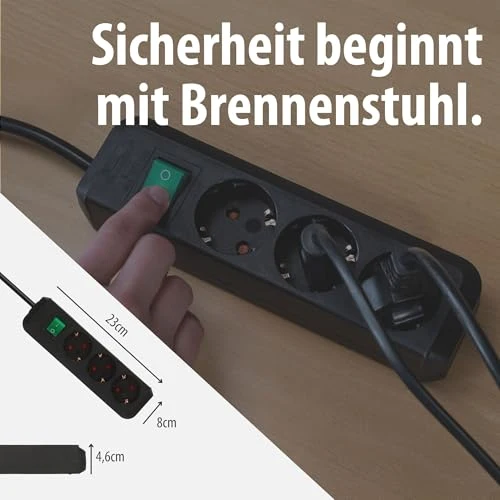 Brennenstuhl Eco-Line, Steckdosenleiste 3-Fach, 1,5m