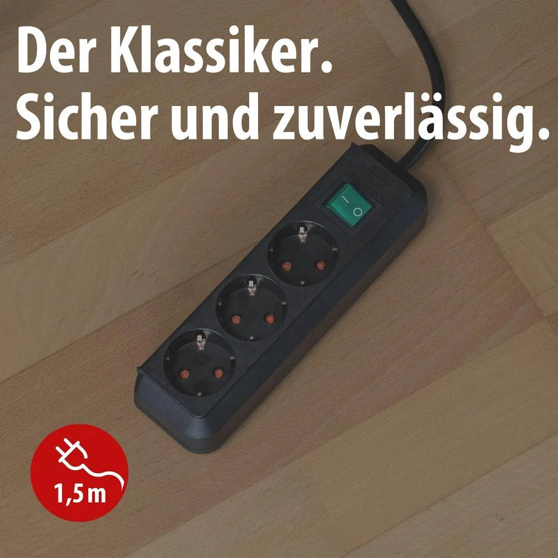 Brennenstuhl Eco-Line, Steckdosenleiste 3-Fach, 1,5m