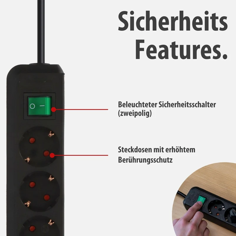 Brennenstuhl Eco-Line, Steckdosenleiste 3-Fach, 1,5m