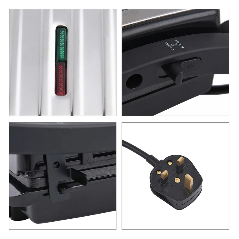 HOMESMART - 2 Scheiben-Kontaktgrill mit Antihaftbeschichtung, Größe 17,5x22,5x9,5 cm, Schwarz