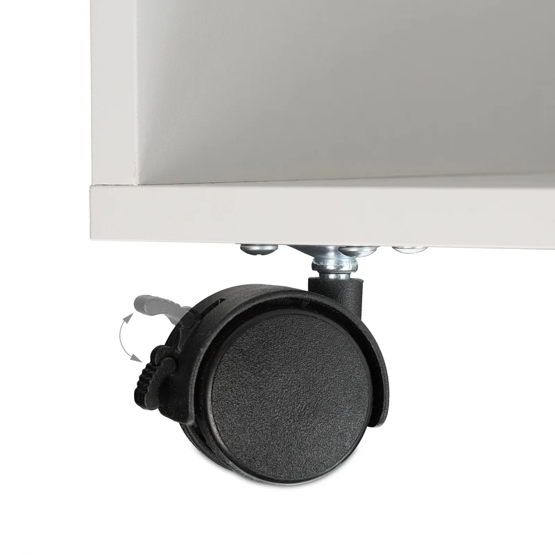 Relaxdays Rollcontainer mit 2 Fächern & Tastaturauszug, Druckertisch mit Rollen, HBT: 74 x 60 x 48 cm, Büroschrank, weiß