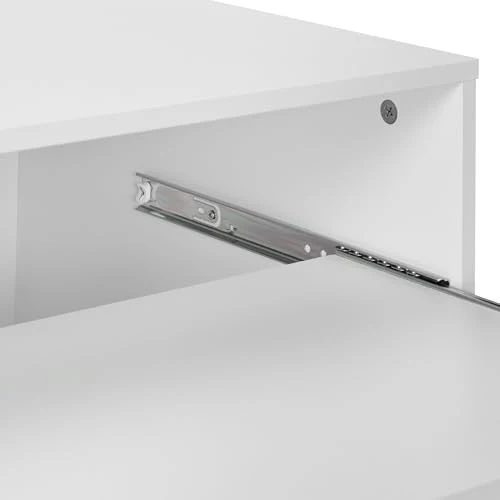 Relaxdays Rollcontainer mit 2 Fächern & Tastaturauszug, Druckertisch mit Rollen, HBT: 74 x 60 x 48 cm, Büroschrank, weiß