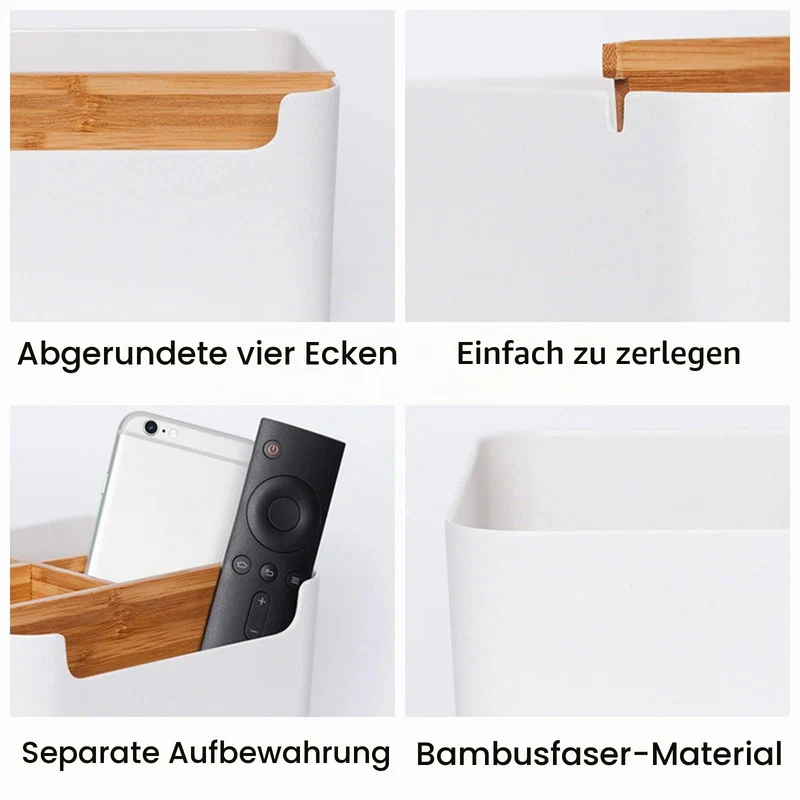 Schreibtisch Organizer Holz 5 Fächer, Bambus, Aufbewahrungsbox Schwarz