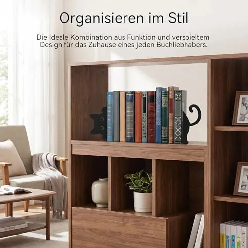 Buchstützen 2 Stück Buchhalter Metall Bücherstütze Schwarz Buchstütze Katze