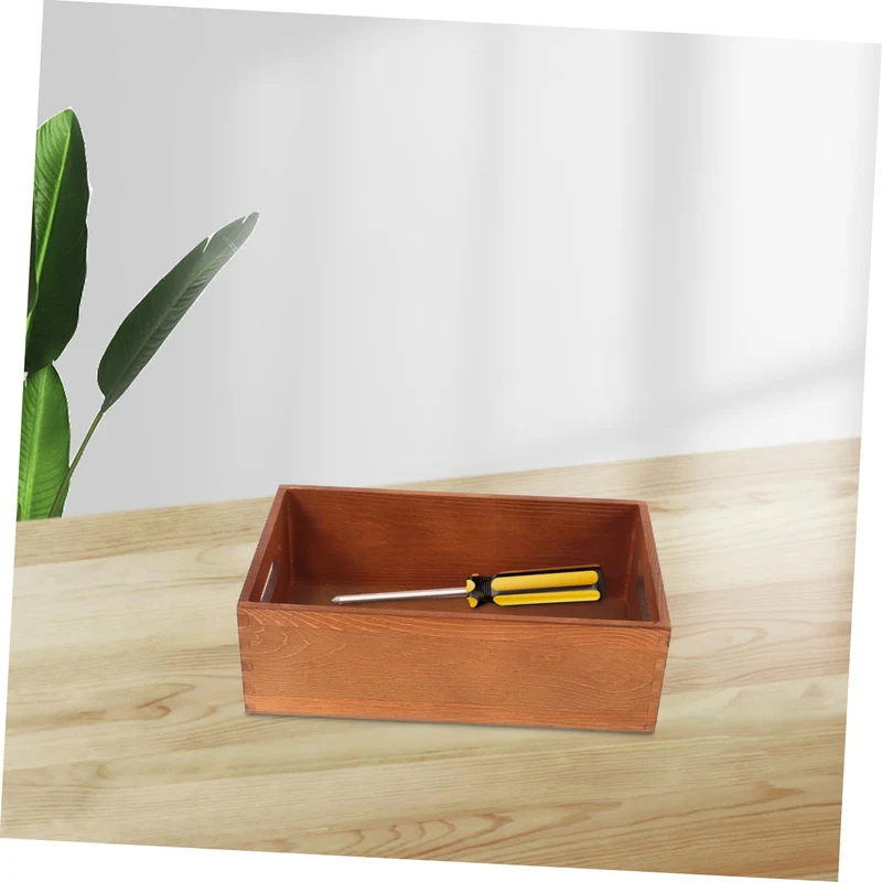 Angoily Holzkiste für Schreibtisch mit Eingebauten Seitengriffen Multifunktionale Aufbewahrungsbox für Zuhause mit Minimalistischem Design und Feiner Handwerkskunst