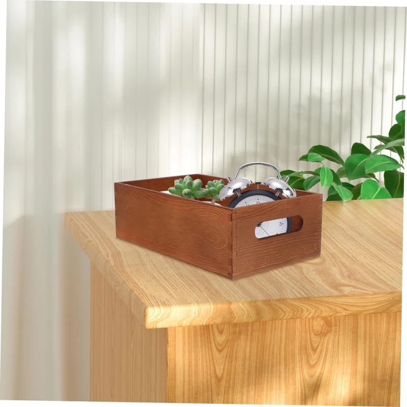 Angoily Holzkiste für Schreibtisch mit Eingebauten Seitengriffen Multifunktionale Aufbewahrungsbox für Zuhause mit Minimalistischem Design und Feiner Handwerkskunst