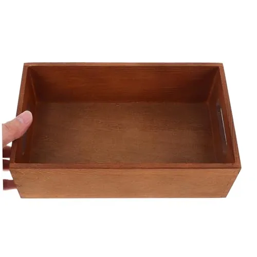 Angoily Holzkiste für Schreibtisch mit Eingebauten Seitengriffen Multifunktionale Aufbewahrungsbox für Zuhause mit Minimalistischem Design und Feiner Handwerkskunst