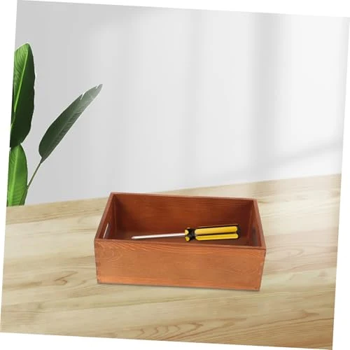 Angoily Holzkiste für Schreibtisch mit Eingebauten Seitengriffen Multifunktionale Aufbewahrungsbox für Zuhause mit Minimalistischem Design und Feiner Handwerkskunst