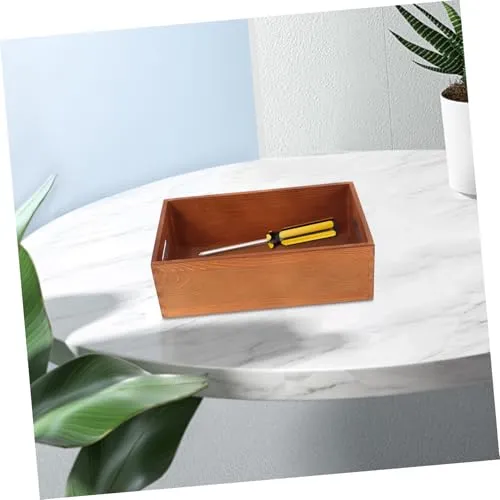 Angoily Holzkiste für Schreibtisch mit Eingebauten Seitengriffen Multifunktionale Aufbewahrungsbox für Zuhause mit Minimalistischem Design und Feiner Handwerkskunst