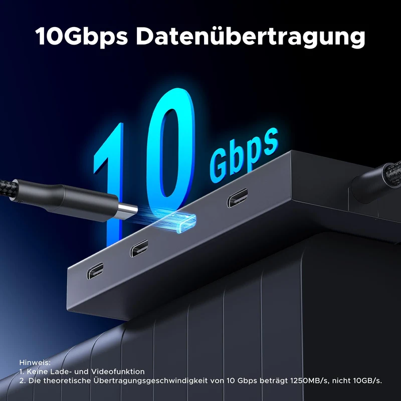 UGREEN USB C Hub 10 Gbps mit PD 100W USB C Splitter 4 Ports (30cm)
